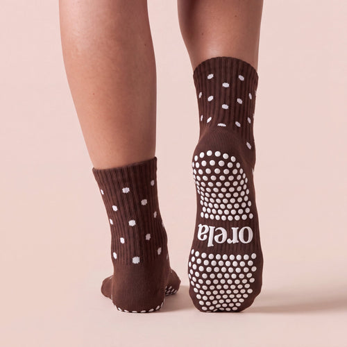 Polka Dot - Coffee grip socks