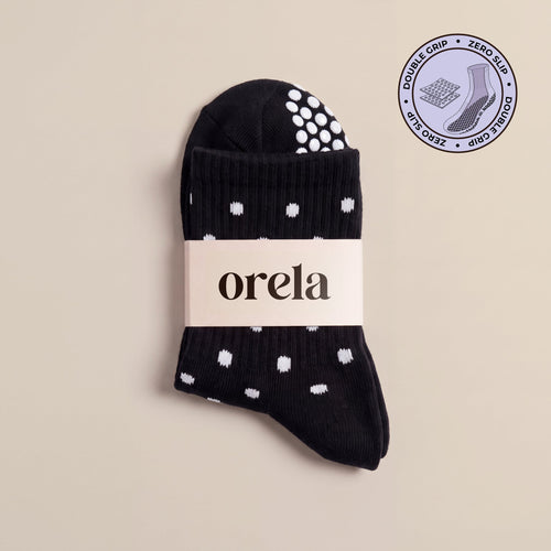 Polka Dot - Black grip socks