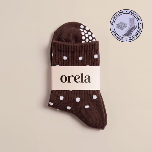 Polka Dot - Coffee grip socks