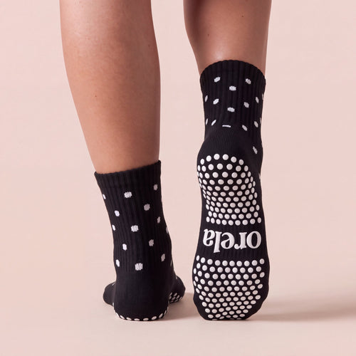 Polka Dot - Black grip socks