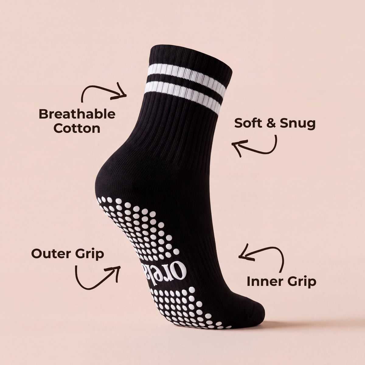 Stripes - Black grip socks